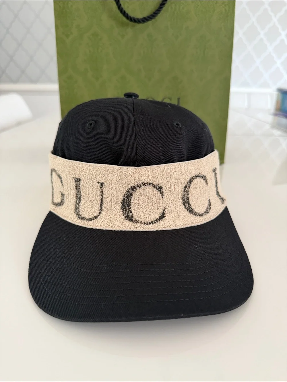 Gucci Black Baseball Cap with Cream Terryband